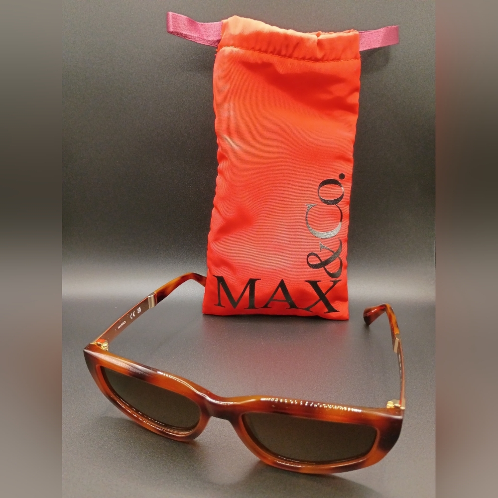 Max & Co. Tortoise Sunglasses with Bold Red Pouch
